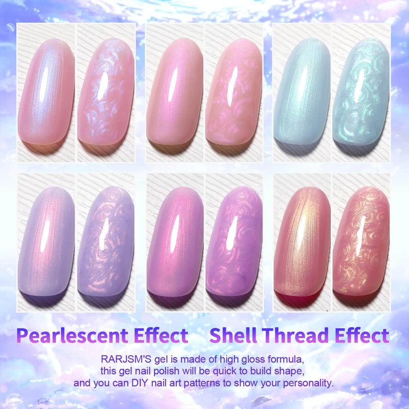 Rarjsm Fantasy Purple, pink & blue series Thread pearl gel nail polish