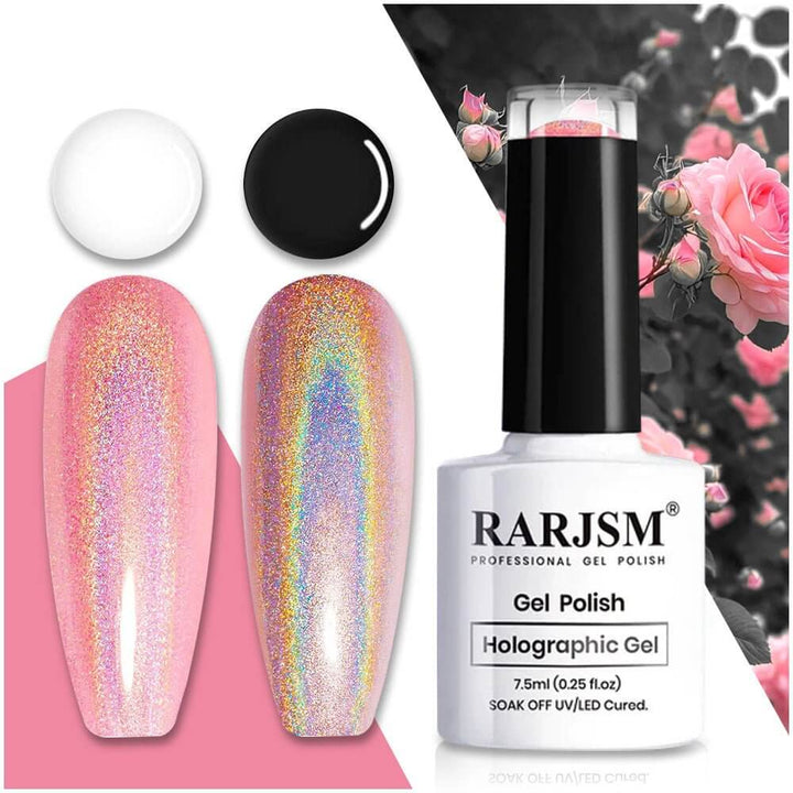 RARJSM ®Glitter Pink Holographic Gel Nail Polish 7.5ml