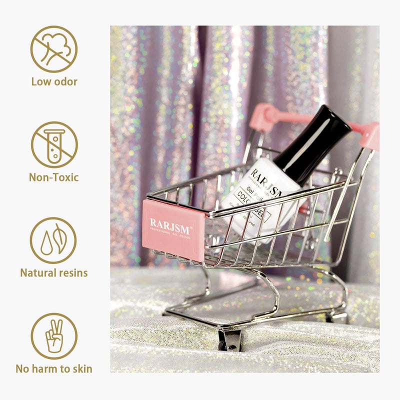 RARJSM ®Gold Metallic Light Rainbow Shimmer Glitter Gel Nail Polish