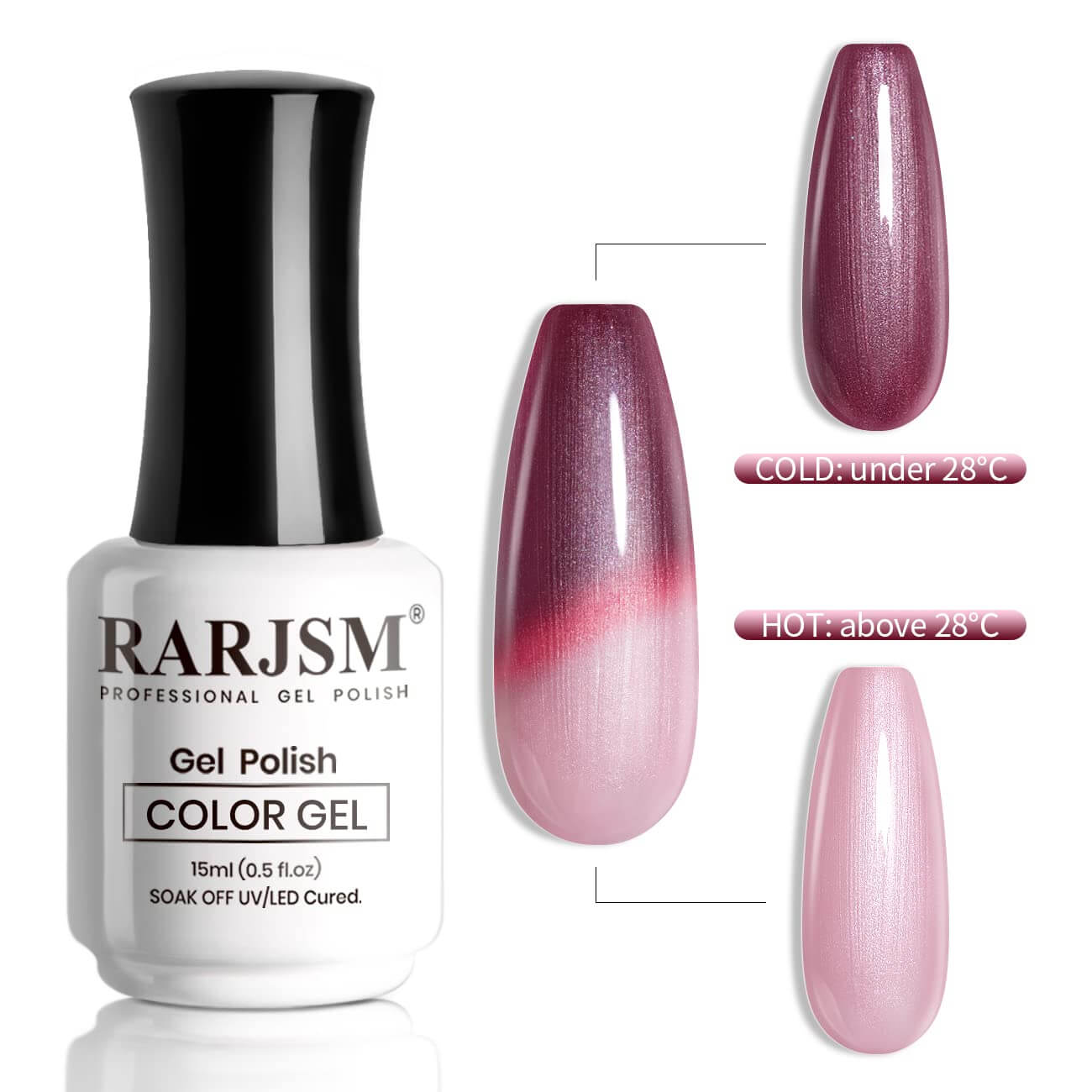 RARJSM ® Grape Violet Color Changing Thread pearl gel nail polish 15ml