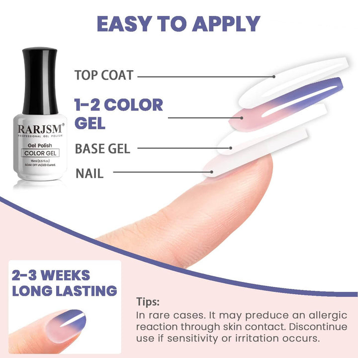 Gray Blue To Pink Temperature color changing gel nail polish 15ml #701 - RARJSM