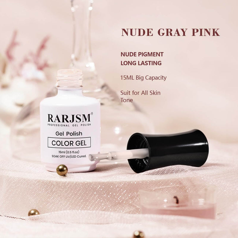 Rarjsm Gray Pink Classic nude Color Gel Nail Polish