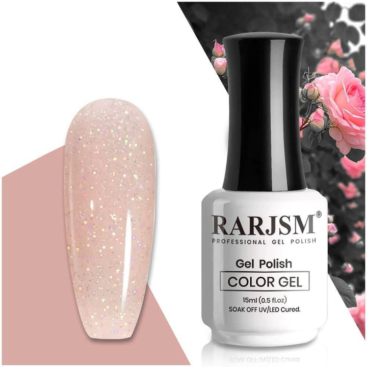 RARJSM ®Gray Pink Rainbow Shimmer Gel Nail Polish 15ml #478