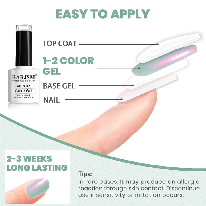 Green 2-in-1 Thread pearl gel nail polish 7.5ml #389 - RARJSM