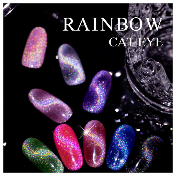 RARJSM ®Green 9D Holographic Rainbow Galaxy Cat Eye Gel Polish 7.5ml