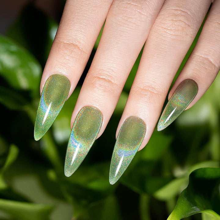 RARJSM ®Green 9D Holographic Rainbow Galaxy Cat Eye Gel Polish 7.5ml