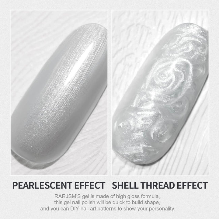 RARJSM ® Grey 2-in-1 Thread pearl gel nail polish 7.5ml #136