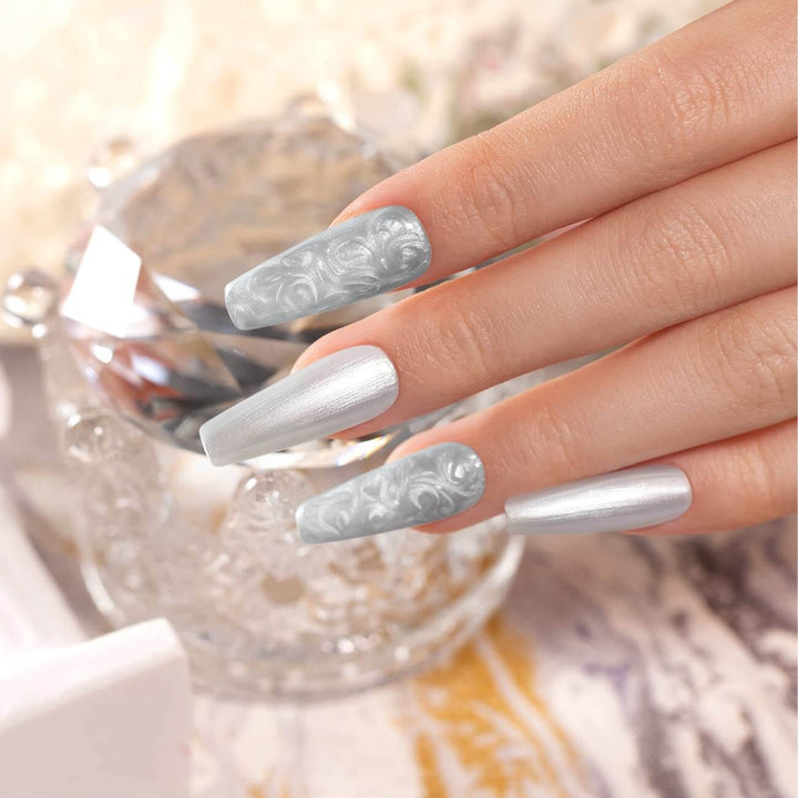RARJSM ® Grey 2-in-1 Thread pearl gel nail polish 7.5ml #136