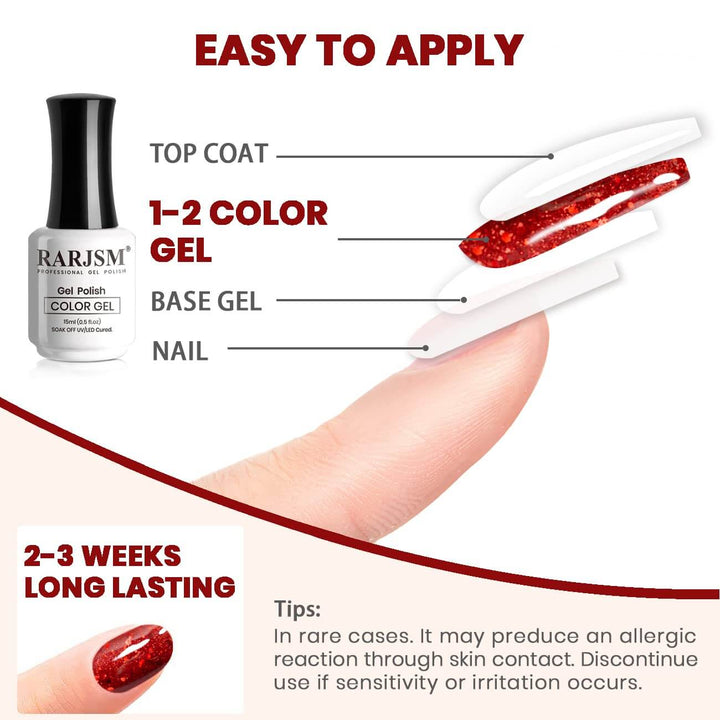 Halloween Sparkly Bloody Red | RARJSM ® Shimmer Iridescent Glitter Gel Polish | 15 ml #402