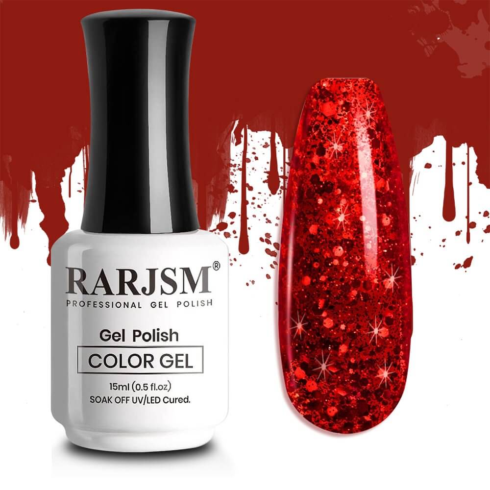 Halloween Sparkly Bloody Red | RARJSM ® Shimmer Iridescent Glitter Gel Polish | 15 ml #402