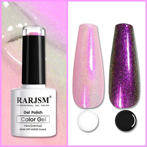 Hot Pink Sparkly Shiny | RARJSM ®Shell Glitter Gel Nail Polish | 7.5ml #123