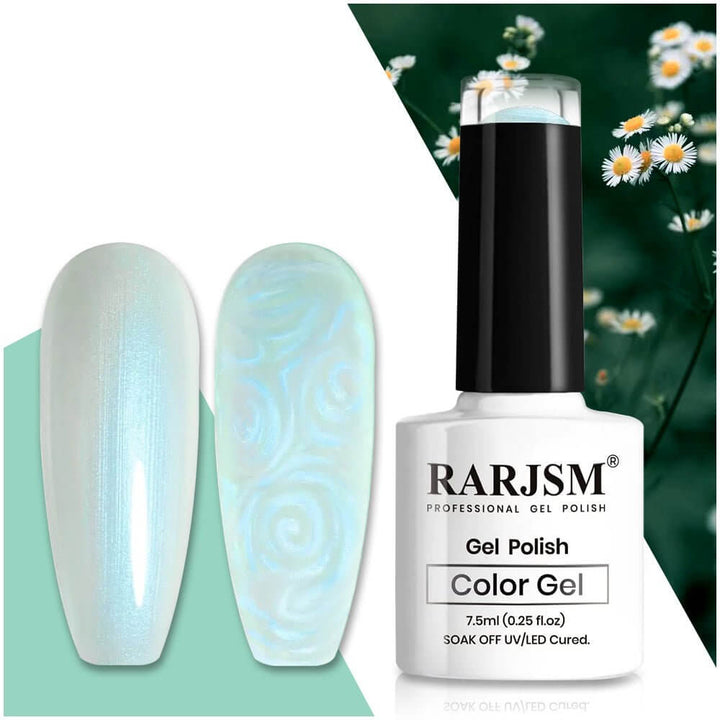 RARJSM ® Light Blue 2-in-1 Thread pearl gel nail polish 7.5ml #142