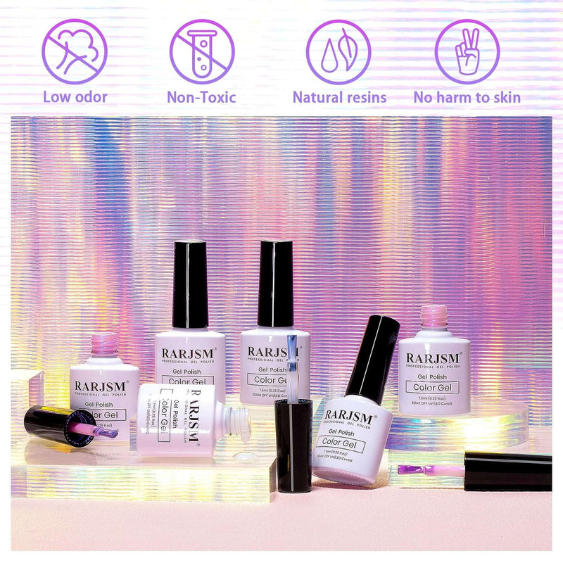 RARJSM ® Light color series Thread pearl gel nail polish 6 Colors Set