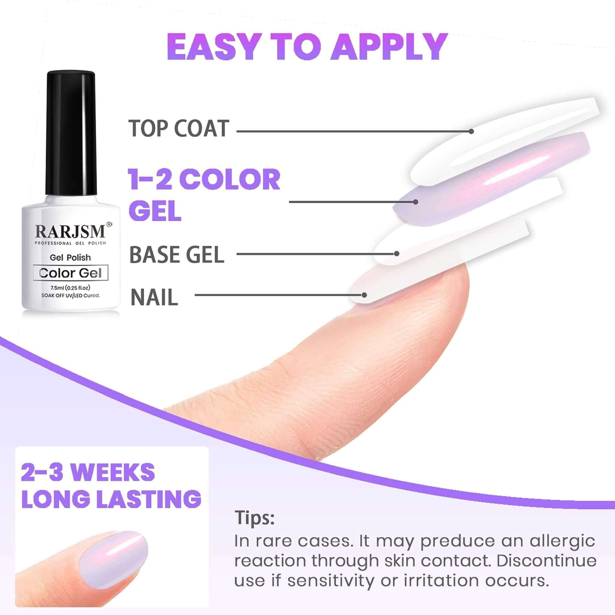 RARJSM ® Light color series Thread pearl gel nail polish 6 Colors Set