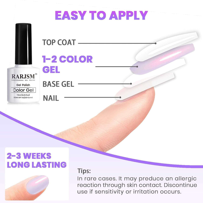 RARJSM ® Light color series Thread pearl gel nail polish 6 Colors Set
