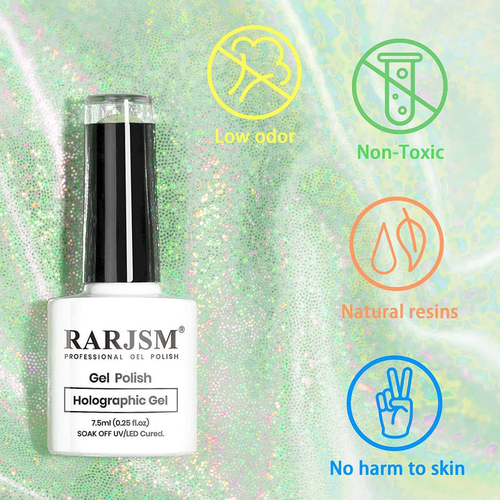 RARJSM ®Light Green Holographic Gel Nail Polish 7.5ml