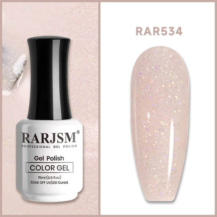 RARJSM ® Light Pink Rainbow Shimmer Gel Nail Polish 15ml #534