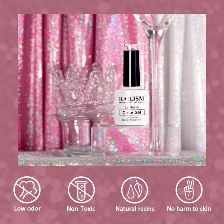 Light Pink Sparkle Color Dark Purple Sparkle Color | RARJSM ®Reflective Glitter Gel Nail Polish | 7.5ml #411 - RARJSM