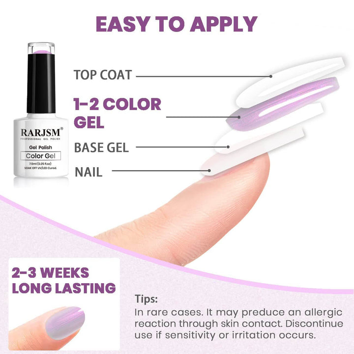 Light Purple 2-in-1 Thread pearl gel nail polish 7.5ml #143 - RARJSM