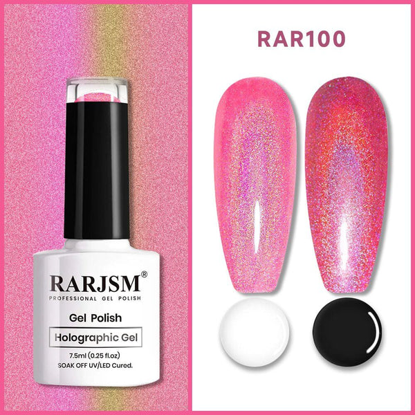 RARJSM ®Neon Hot Pink Holographic Gel Nail Polish 7.5ml