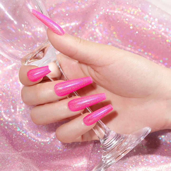 Neon Hot Pink Holographic Gel Nail Polish 7.5ml #100 - RARJSM