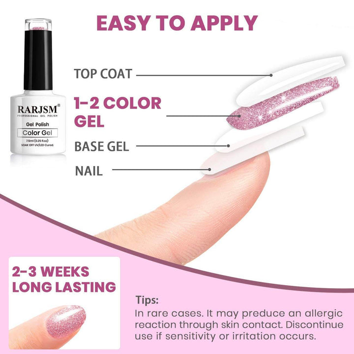Neon Hot Pink Sparkle Shiny | RARJSM ®Reflective Glitter Gel Nail Polish | 7.5ml #90