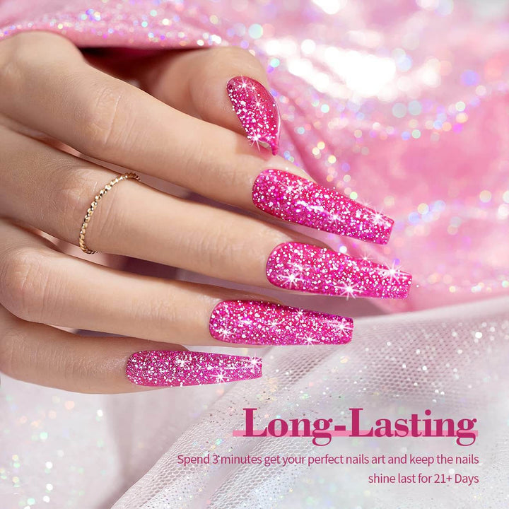 Neon Pink Sparkle Color Dark Purple Sparkle Color | RARJSM ®Reflective Glitter Gel Nail Polish | 7.5ml #409