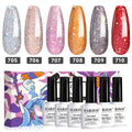 6 Farben Brillantes Feuerwerk Glitzer-Gel-Nagellack-Set | 6 Stück 7,5 ml