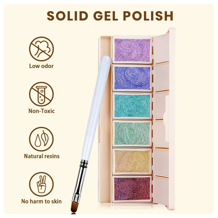 Rarjsm Shell Glitter Solid Cream Gel Polish 6 Colors Set