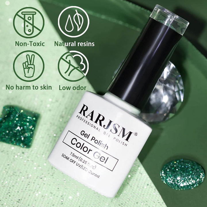 Olive Green Sparkle Shiny | RARJSM ®Reflective Glitter Gel Nail Polish | 7.5ml #132