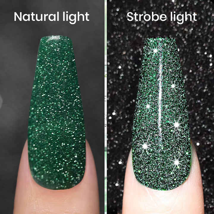 Olive Green Sparkle Shiny | RARJSM ®Reflective Glitter Gel Nail Polish | 7.5ml #132
