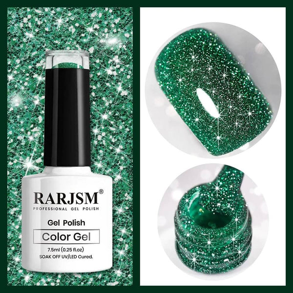 Olive Green Sparkle Shiny | RARJSM ®Reflective Glitter Gel Nail Polish | 7.5ml #132 - RARJSM