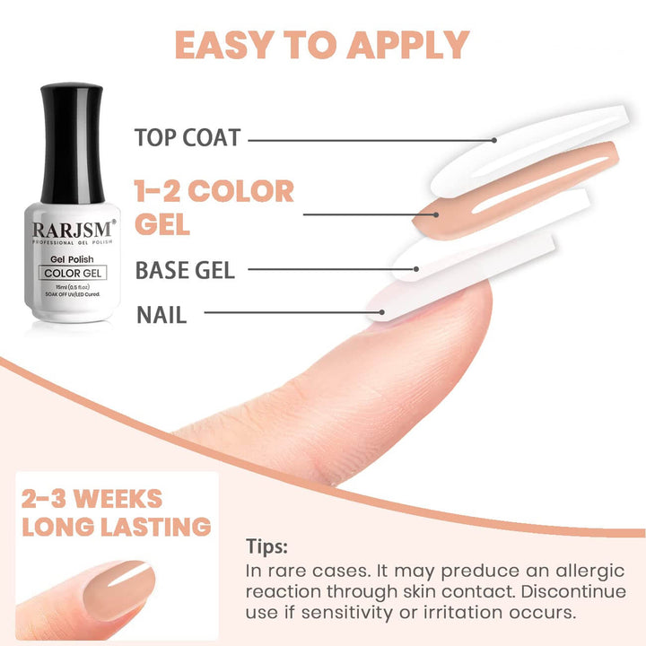 Orange Pink Basic nail colors Classic nude Color Gel Nail Polish 15ml #381 - RARJSM