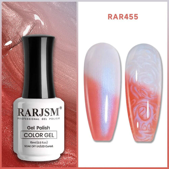 RARJSM® Orange to White Color Changing Thread pearl gel nail polish