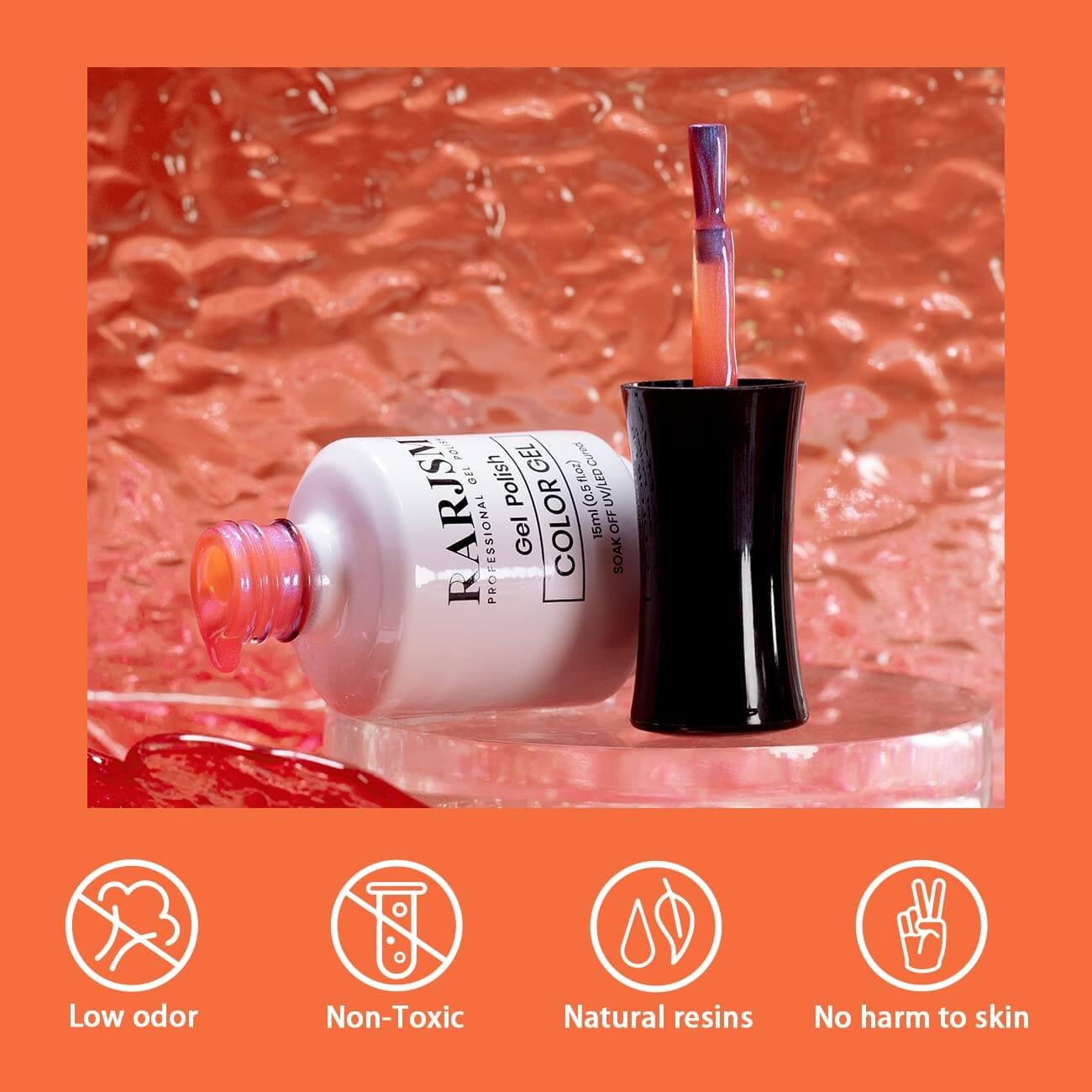 RARJSM® Orange to White Color Changing Thread pearl gel nail polish