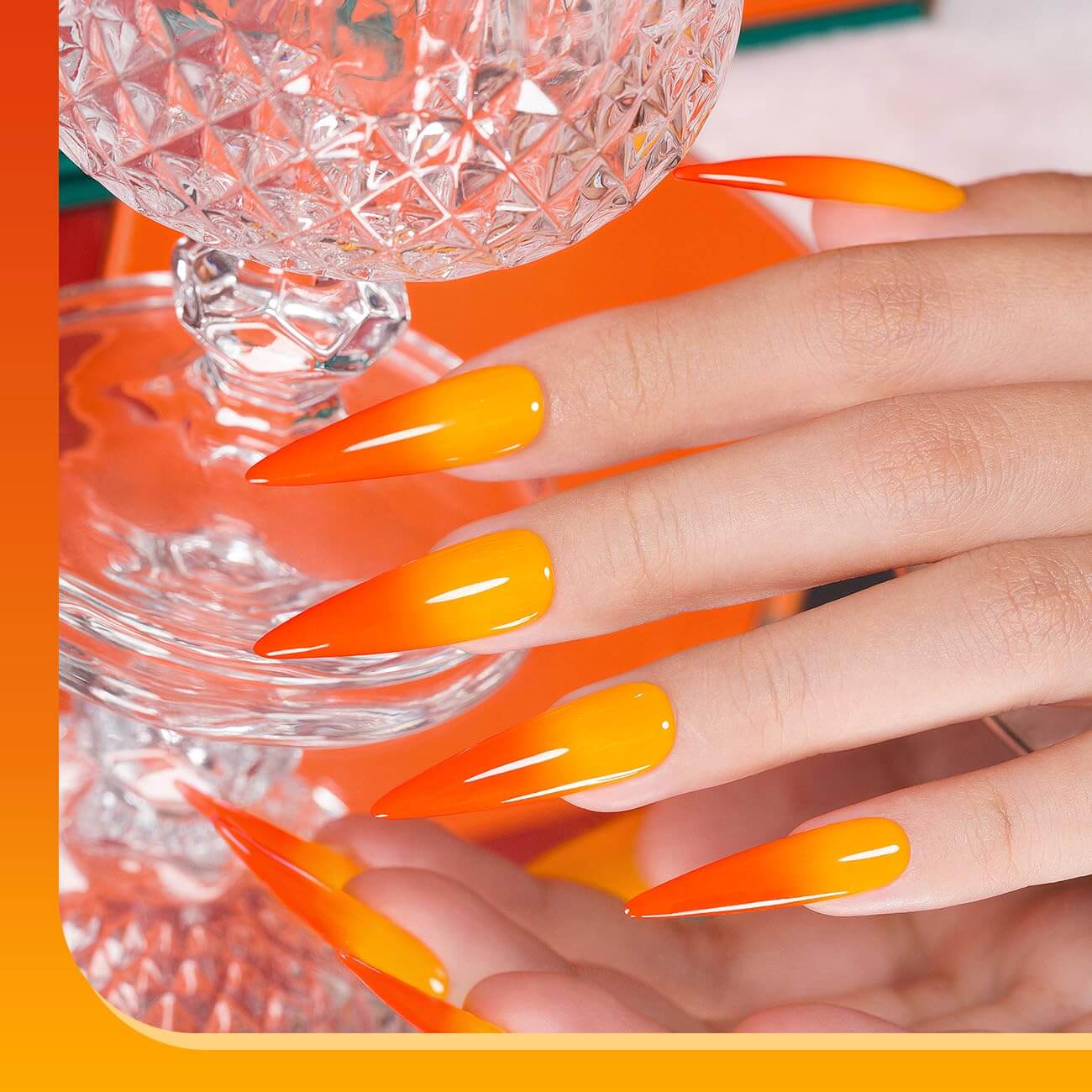 RARJSM ® Orange to Yellow Temperature color changing gel nail polish