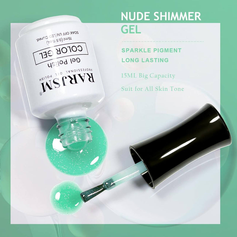 RARJSMPastel Green Sparkle Rainbow Shimmer Gel Nail Polish 15ml #755$9.99