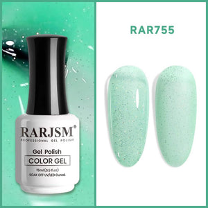 RARJSMPastel Green Sparkle Rainbow Shimmer Gel Nail Polish 15ml #755$9.99