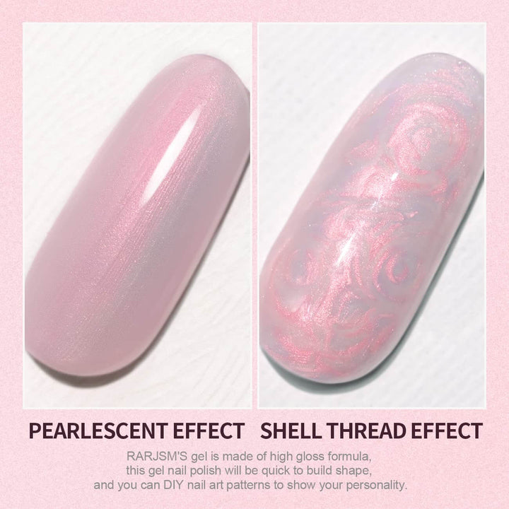 RARJSM ® Pink 2-in-1 Thread pearl gel nail polish 7.5ml #134