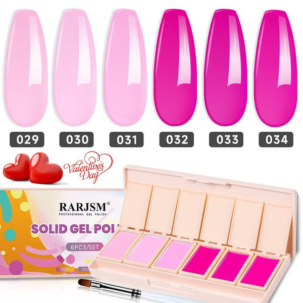 Pink Collection Solid Cream Gel Polish 6 Colors Valentine's Day Nail Art Set - RARJSM