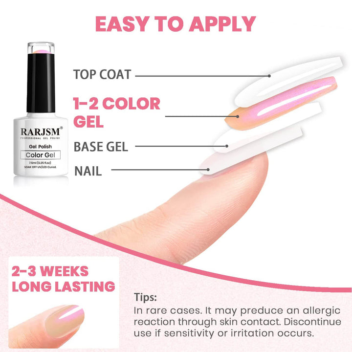 RARJSM ® Pink Purple 2-in-1 Thread pearl gel nail polish 7.5ml #377