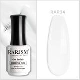 RARJSM Pure White RAR34 gel polish bottle 15ml with creamy opaque finish swatch professional formula
