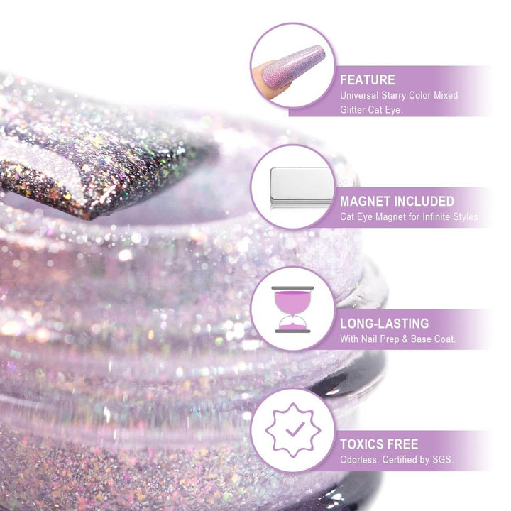 Purple Pink Aurora Velvet Cat Eye Gel Nail Polish 15 ml #563 - RARJSM