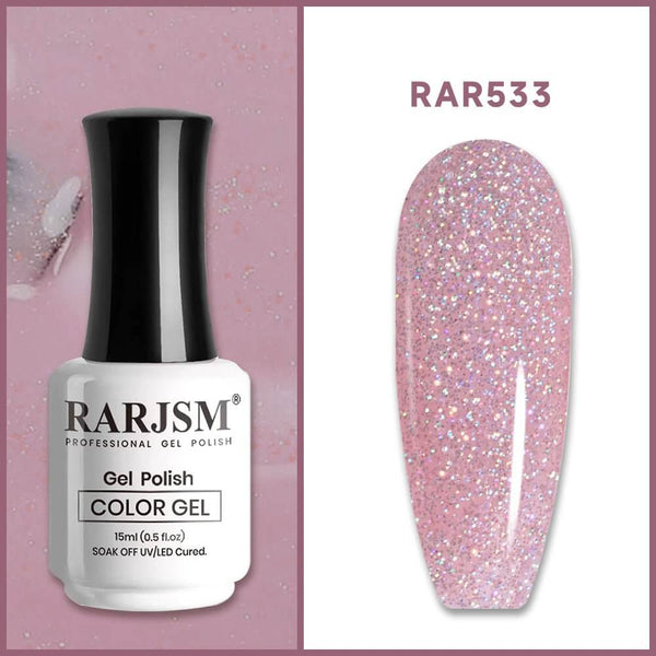 Purple Pink Rainbow Shimmer Gel Nail Polish 15ml #533 - RARJSM