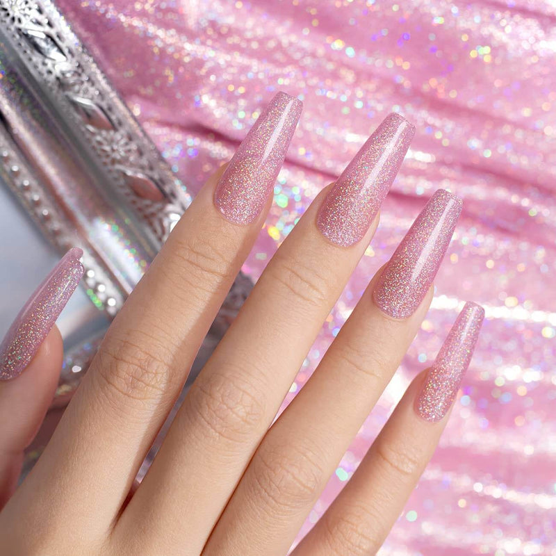 RARJSM ® Purple Pink Rainbow Shimmer Gel Nail Polish 15ml #533
