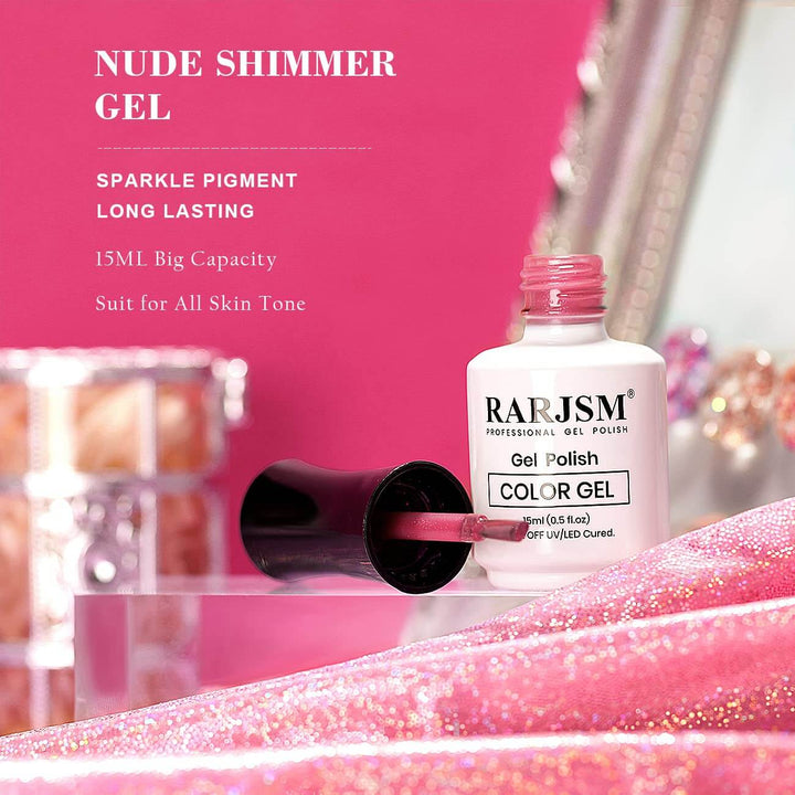 RARJSM ®Purple Red Rainbow Shimmer Gel Nail Polish 15ml #542