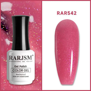 RARJSM ®Purple Red Rainbow Shimmer Gel Nail Polish 15ml #542