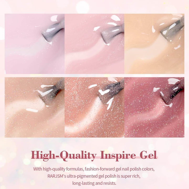 RARJSM ®Rainbow Glitter 6 Colors Shimmer Gel Nail Polish Set 7.5ml