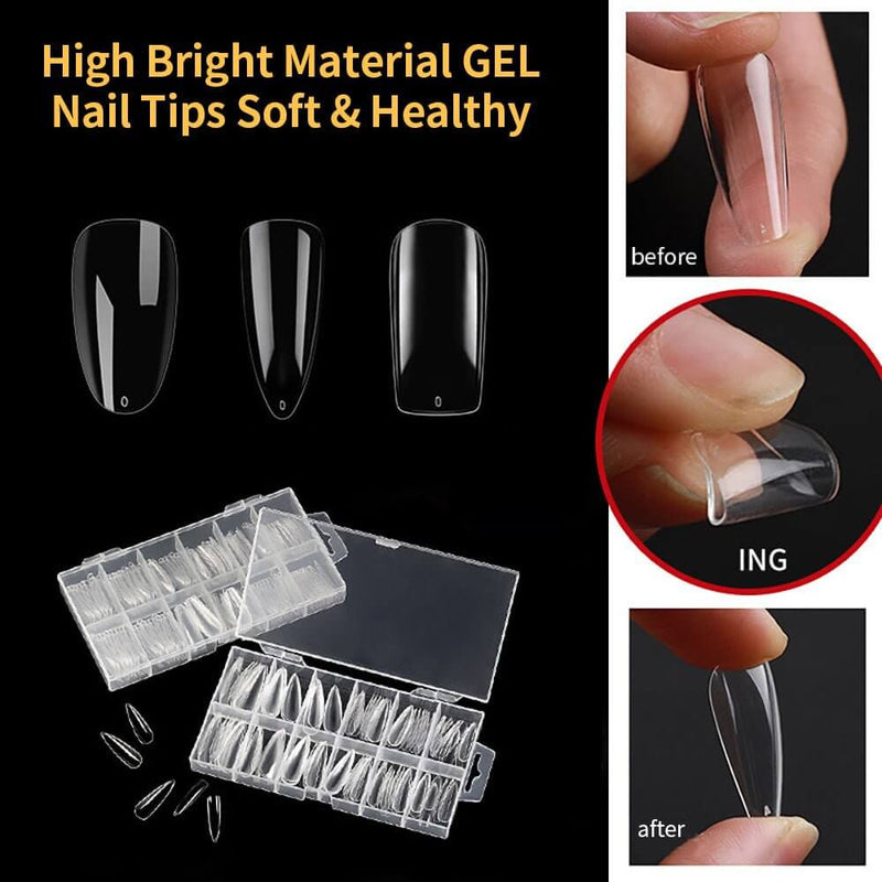 Rarjsm 120Pcs Transparent Full Cover Nail Tips