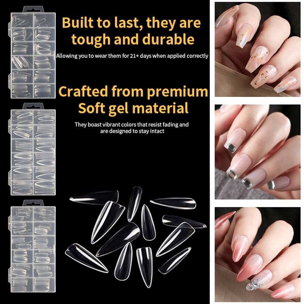 Rarjsm 120Pcs Transparent Full Cover Nail Tips